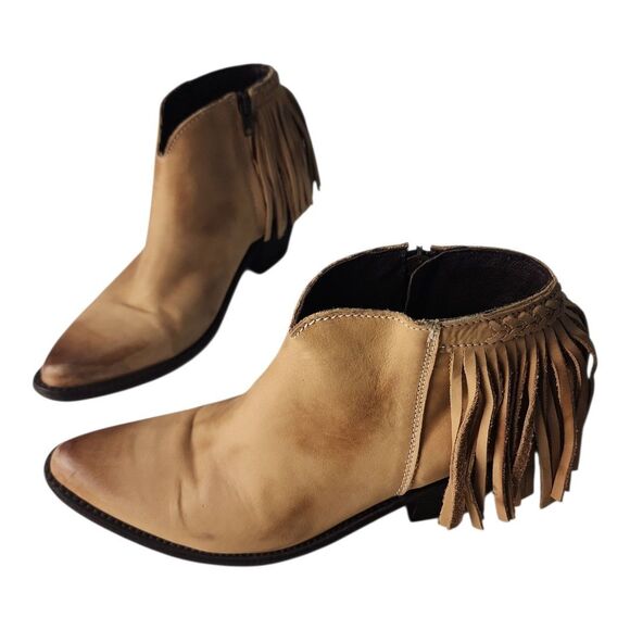Old Gringo Women's Brown Ankle Boots Size 7.5 B Fringe Boho Western Cowgirl - Picture 1 of 9